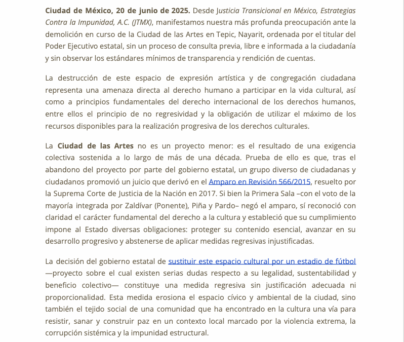 📢 Pronunciamiento ante la demolición de la Ciudad de las Artes